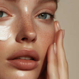 Woman using SPF even in the autumn following Intrigue Cosmetic Cinic's skincare tips