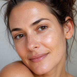 Woman with glowing healthy skin. Treatments at Intrigue Cosmetic Clinic support your quest for beautiful, naturally healthy skin.