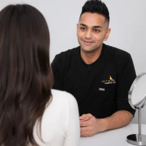 Amish Patel in consulation with cliet